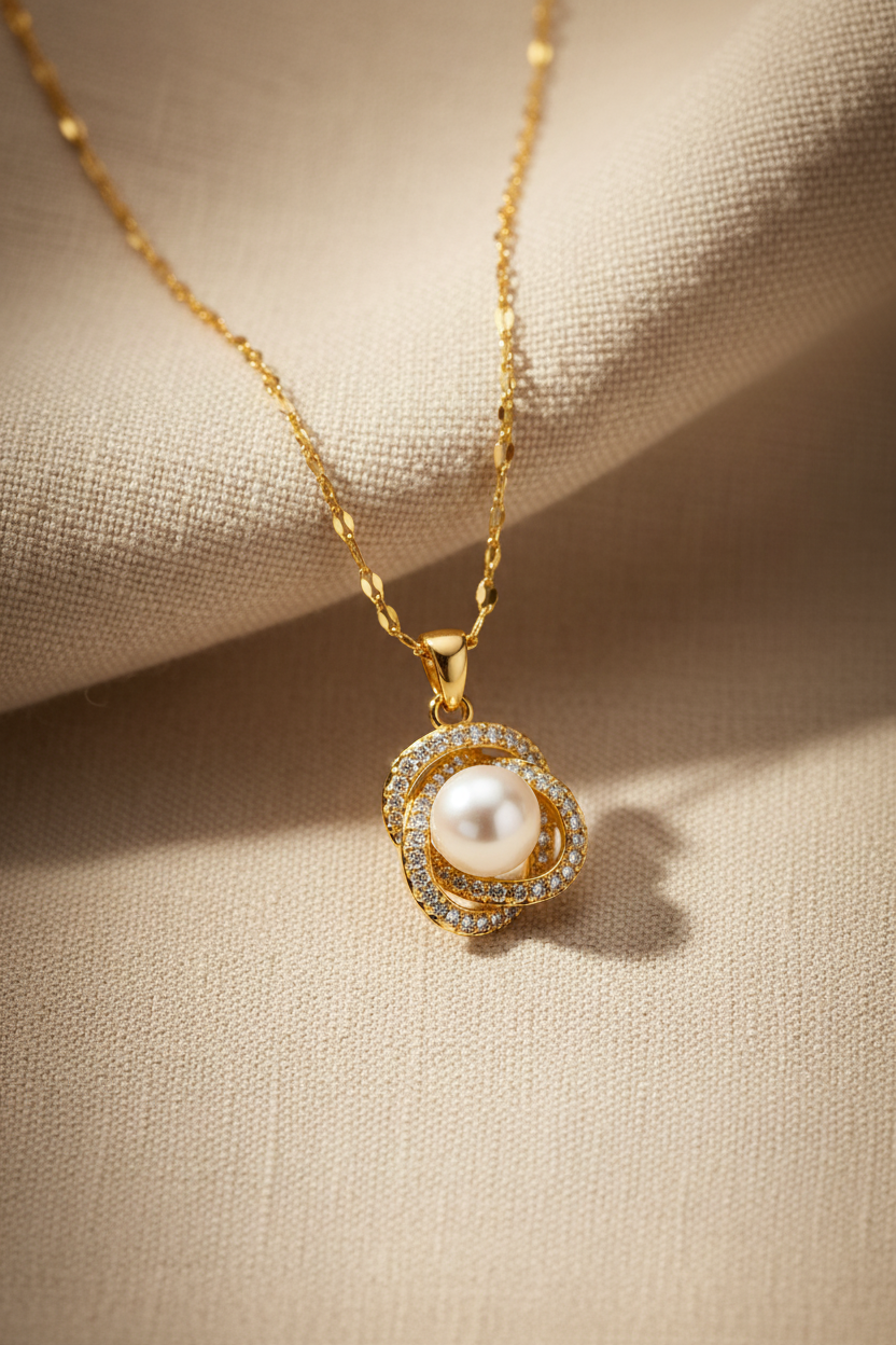 Perlen-Heiligenschein-Halskette – Minimalistischer Goldschmuck    MONÉA