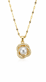 MONÉA Luxe Pearl Halo Halskette – 18K vergoldet, elegant & zeitlos