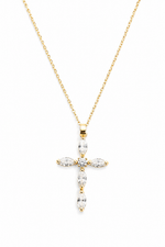 Goldene Kreuz Halskette mit Zirkonia | MONÉA