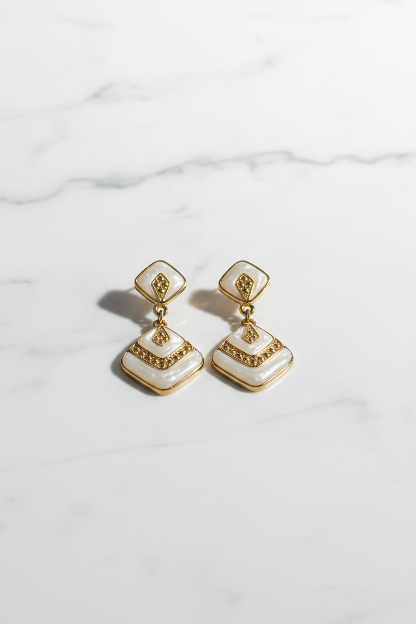 Große goldene Perlen-Ohrringe Statement Schmuck Damen