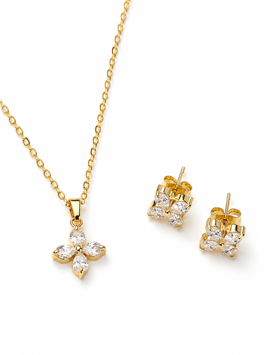 MONÉA Kristallblüte Set-18K vergoldet