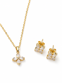 MONÉA Kristallblüte Set-18K vergoldet
