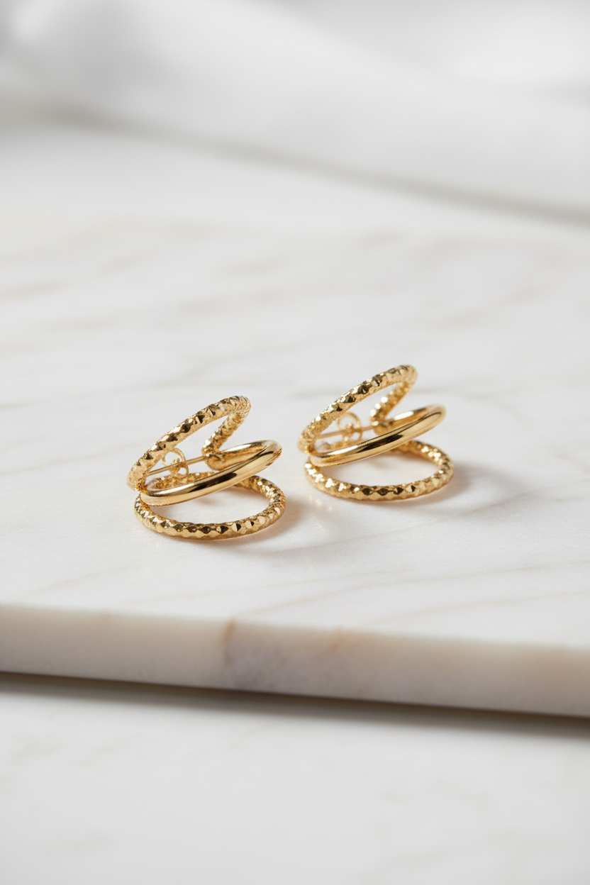 Goldene Double Hoop Ohrringe