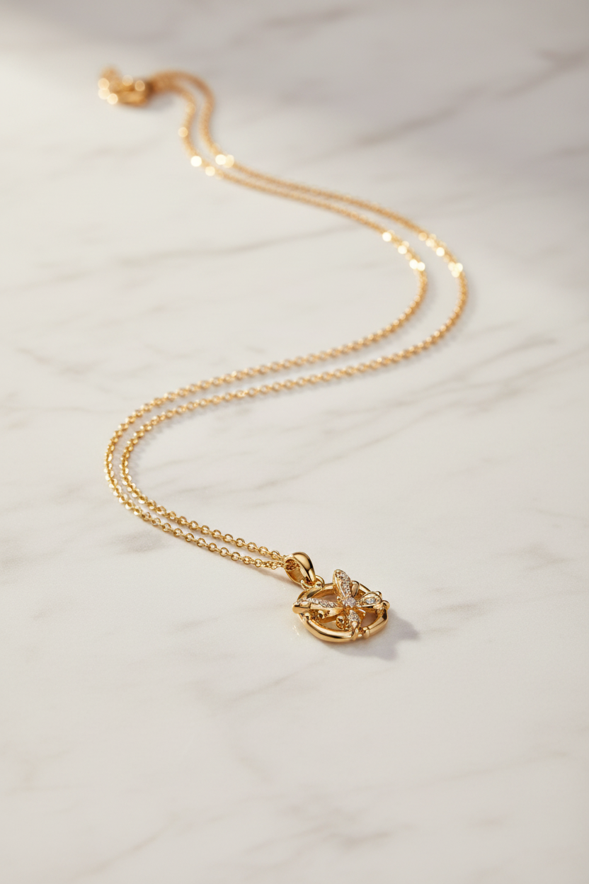 Goldene Halskette mit Zirkonia Anhänger
