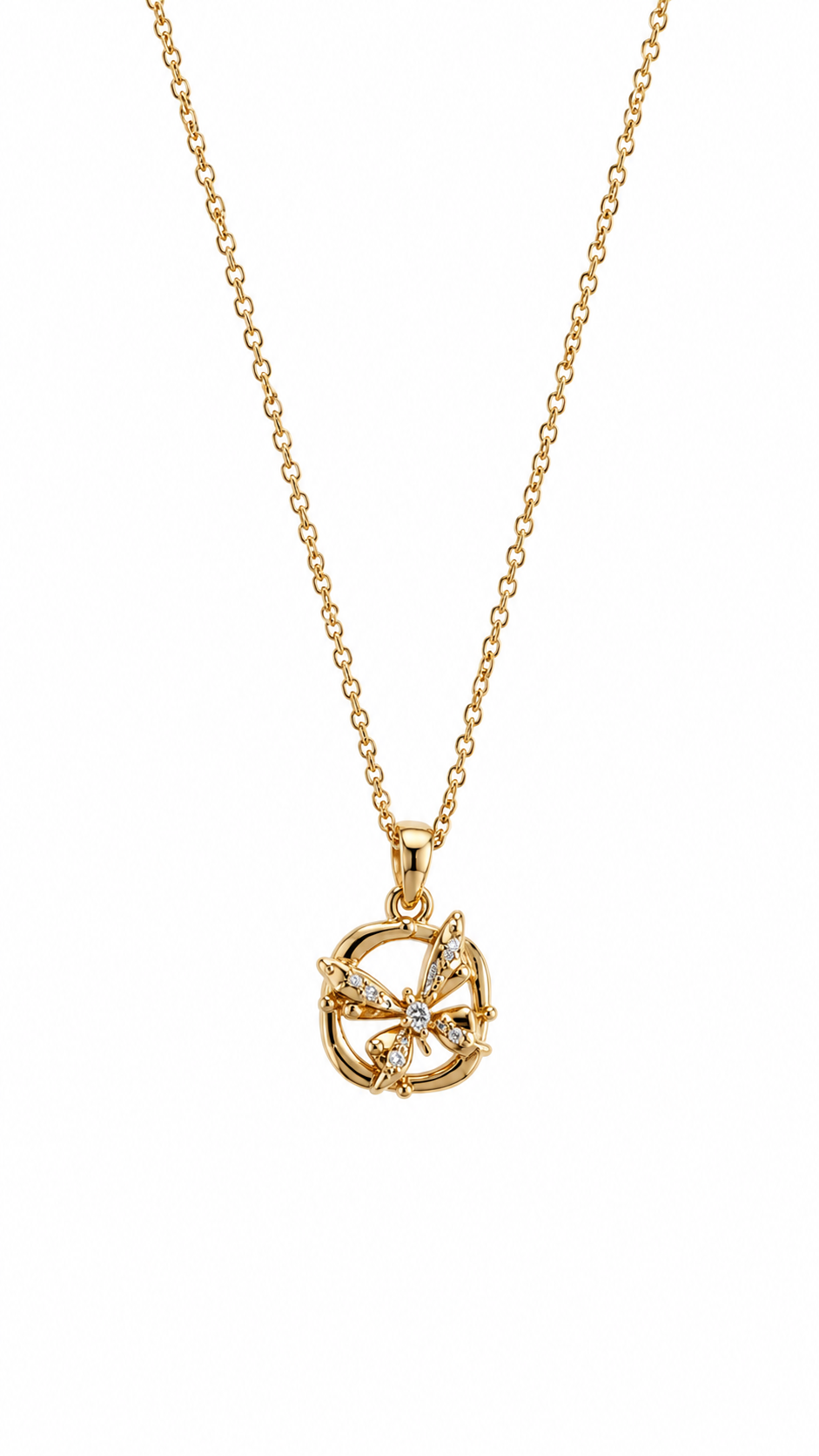 Goldene Halskette mit Zirkonia Anhänger