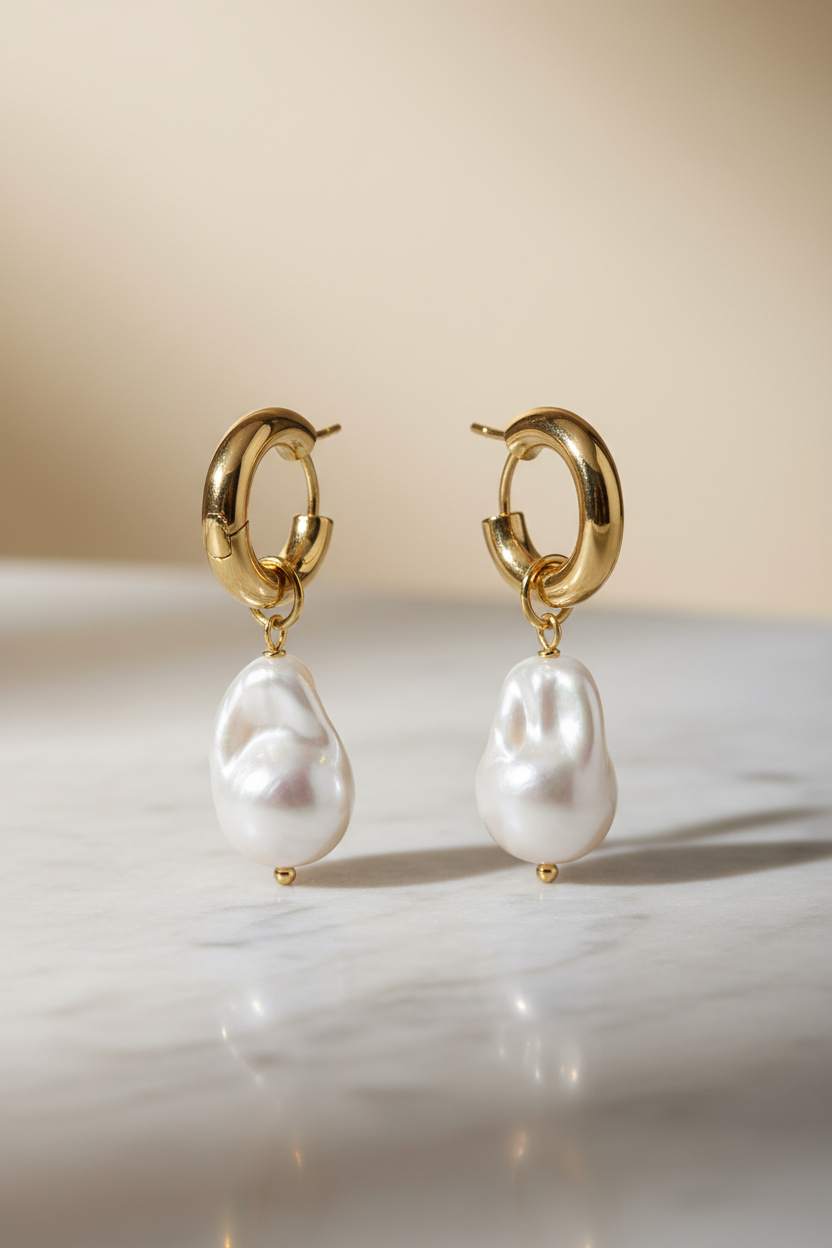 Baroque Perlen-Ohrringe Gold MONÉA Jewelry