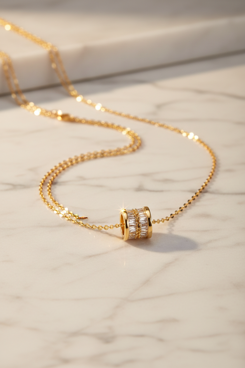 Goldene Zirkonia Halskette Damen