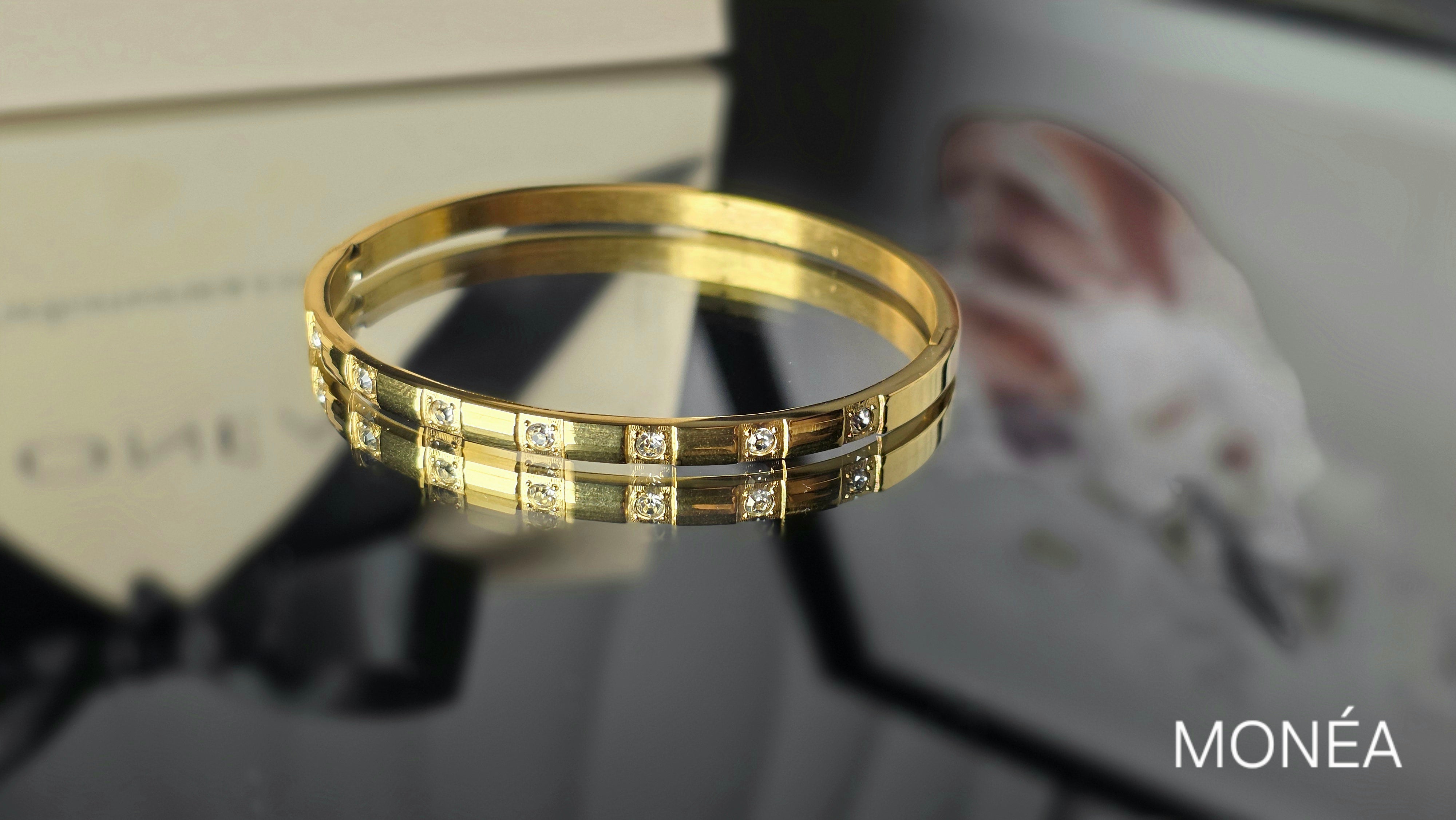MONÉA Crystal Bangle Gold - 18K vergoldet