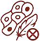 A brown icon depicting a cluster of cells with a red cross and a prohibition symbol over it